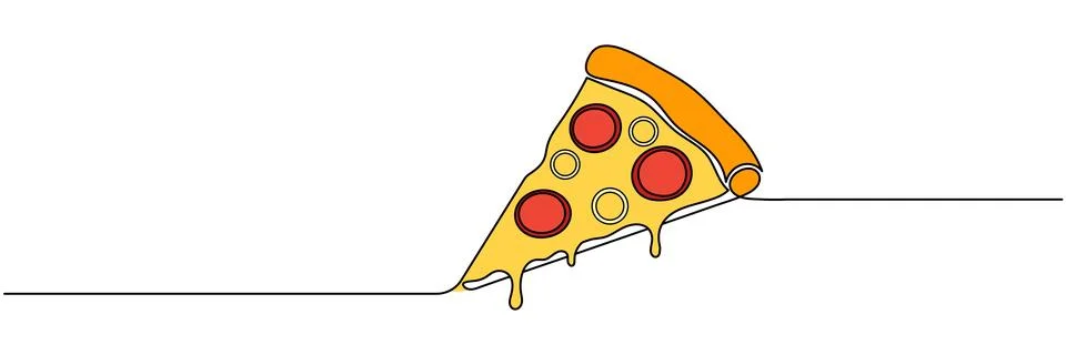 One continuous line pizza slice menu concept. Restaurant food pizzeria icon.. Stock-Illustration