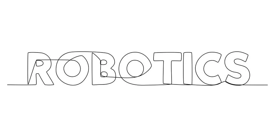 One continuous line of Robotics word. Thin Line Illustration vector concept.. Stock Illustration