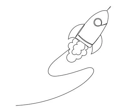 One continuous line rocket drawing. Spaceship icon isolated illustration Stock Illustration