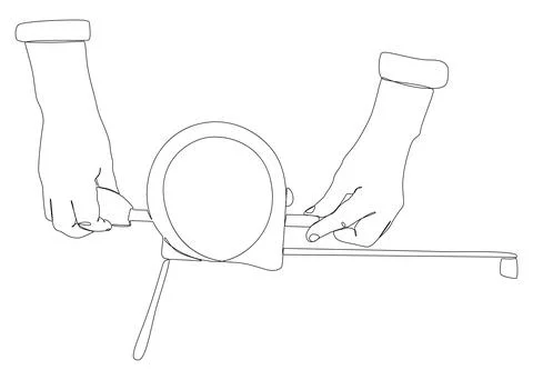 One continuous line of Ruler tape. Thin Line Illustration vector concept. C.. Stock Illustration