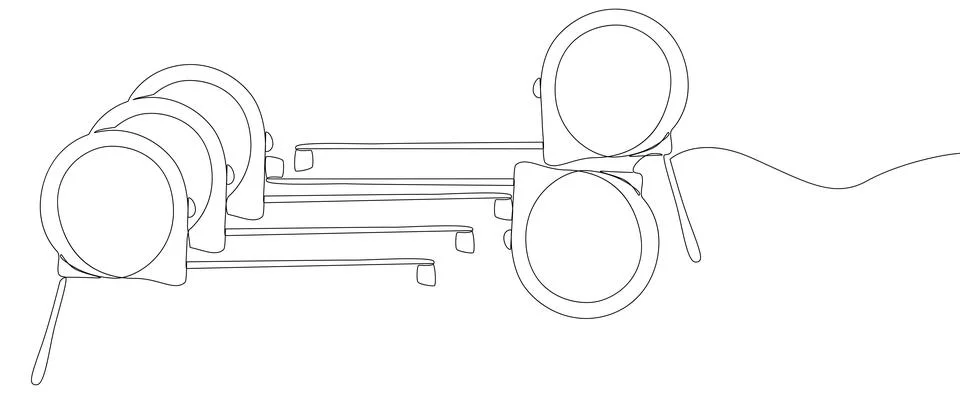One continuous line of Ruler tape. Thin Line Illustration vector concept. C.. Stock Illustration