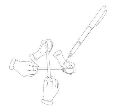One continuous line of Ruler tape drawn by with felt tip pen. Thin Line Ill.. Stock Illustration