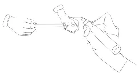 One continuous line of Ruler tape drawn by with felt tip pen. Thin Line Ill.. Stock Illustration