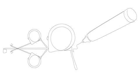 One continuous line of Ruler tape drawn by with felt tip pen. Thin Line Ill.. Stock Illustration