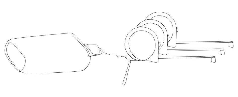 One continuous line of Ruler tape drawn by with felt tip pen. Thin Line Ill.. Stock Illustration
