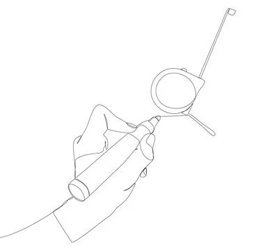 One continuous line of Ruler tape drawn by with felt tip pen. Thin Line Ill.. Stock Illustration