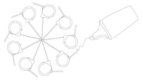 One continuous line of Ruler tape drawn by with felt tip pen. Thin Line Ill.. Stock Illustration