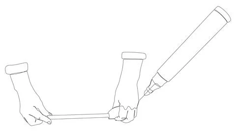 One continuous line of Ruler tape drawn by with felt tip pen. Thin Line Ill.. Stock Illustration