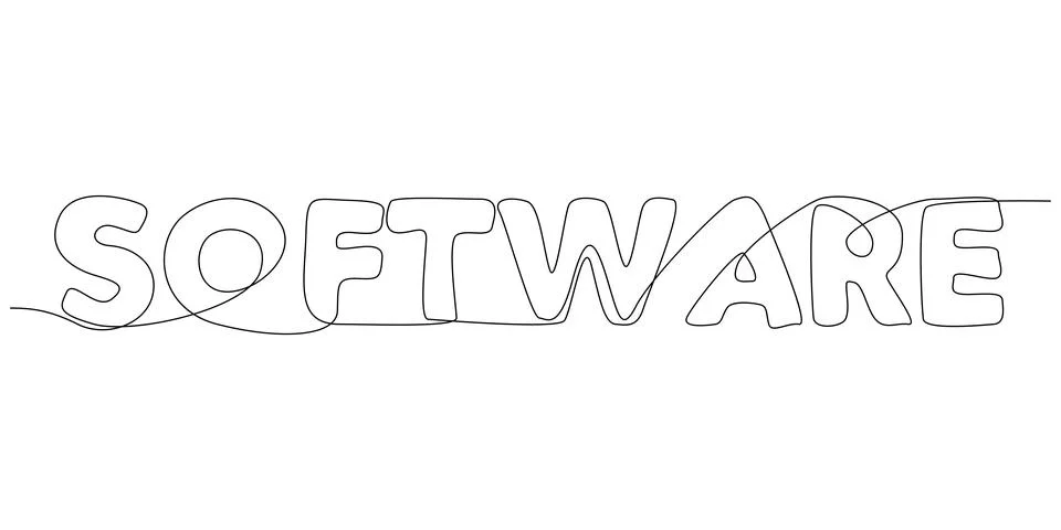 One continuous line of Software word. Thin Line Illustration vector concept.. Stock Illustration