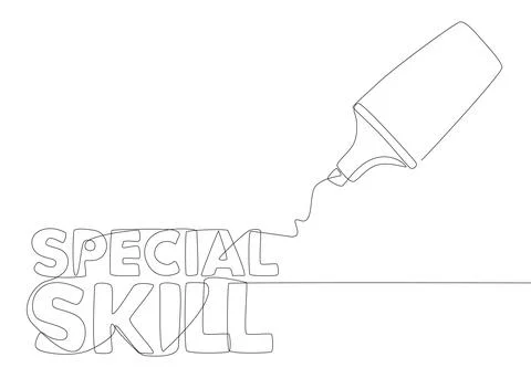 One continuous line of Special Skill word written by with felt tip pen. Thi.. Stock Illustration