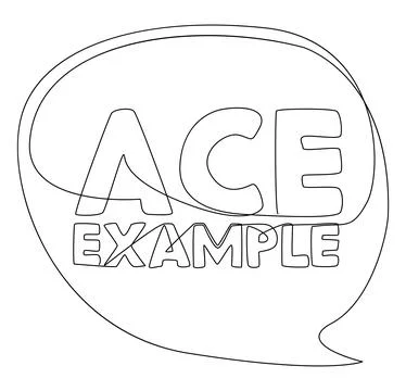 One continuous line of speech bubble with Ace Example text. Thin Line Illus.. Illustrazione stock