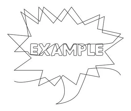 One continuous line of speech bubble with Example text. Thin Line Illustrat.. Illustrazione stock