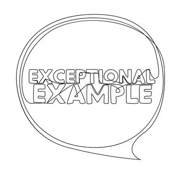 One continuous line of speech bubble with Exceptional Example text. Thin Li.. Illustrazione stock