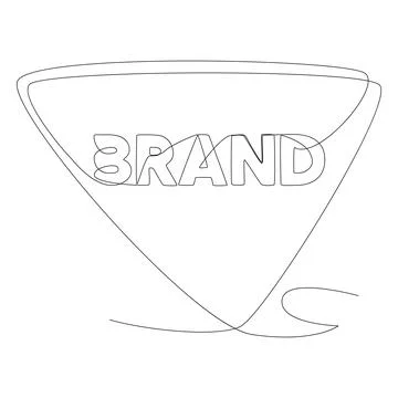 One continuous line of speech bubble with Brand text. Thin Line Illustratio.. Stock Illustration