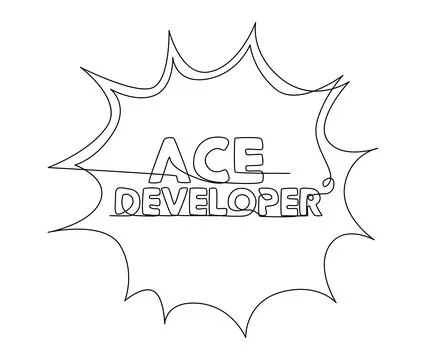 One continuous line of speech bubble with Ace Developer text. Thin Line Ill.. Stock Illustration