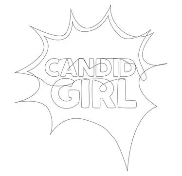 One continuous line of speech bubble with Candid Girl text. Thin Line Illus.. Stock Illustration