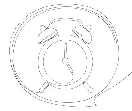 One continuous line of speech bubble with Alarm Clock. Thin Line Illustrati.. 스톡 일러스트