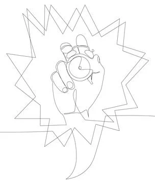 One continuous line of speech bubble with Alarm Clock. Thin Line Illustrati.. イラスト素材