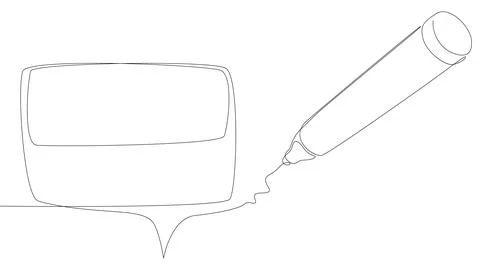 One continuous line of Speech Bubble drawn by with felt tip pen. Thin Line .. Stock Illustration