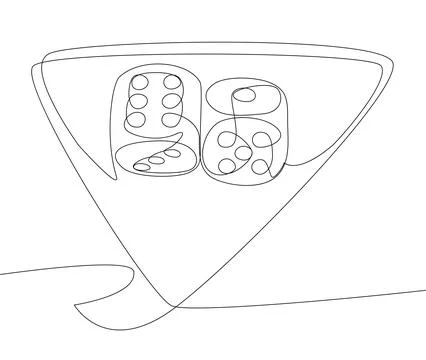 One continuous line of speech bubble with dice. Thin Line Illustration vect.. Stock Illustration