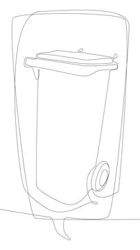 One continuous line of speech bubble with Garbage Bin. Thin Line Illustrati.. Stock Illustration