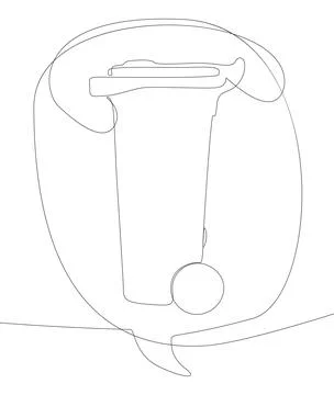One continuous line of speech bubble with Garbage Bin. Thin Line Illustrati.. Stock Illustration