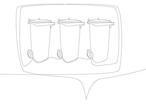 One continuous line of speech bubble with Garbage Bin. Thin Line Illustrati.. Stock Illustration