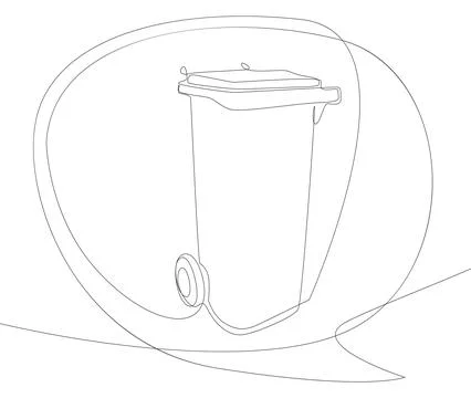 One continuous line of speech bubble with Garbage Bin. Thin Line Illustrati.. Stock Illustration