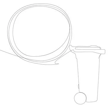 One continuous line of speech bubble with Garbage Bin. Thin Line Illustrati.. Stock Illustration