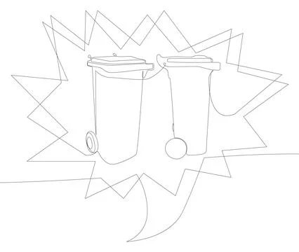One continuous line of speech bubble with Garbage Bin. Thin Line Illustrati.. Stock Illustration