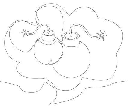 One continuous line of speech bubble with Bomb. Thin Line Illustration vect.. イラスト素材