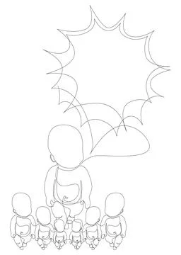 One continuous line of speech bubble with baby. Thin Line Illustration vect.. Stock Illustration