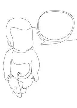 One continuous line of speech bubble with baby. Thin Line Illustration vect.. Stock Illustration