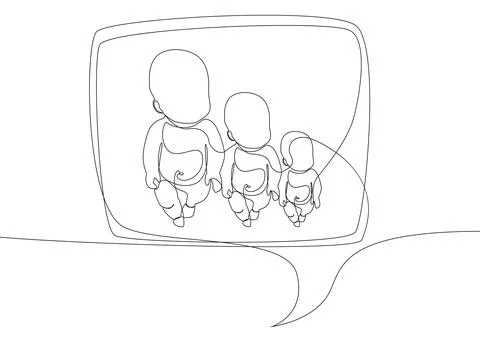 One continuous line of speech bubble with baby. Thin Line Illustration vect.. Stock Illustration
