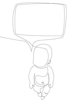 One continuous line of speech bubble with baby. Thin Line Illustration vect.. Stock Illustration