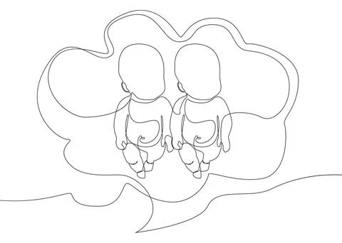 One continuous line of speech bubble with baby. Thin Line Illustration vect.. Stock Illustration