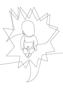 One continuous line of speech bubble with baby. Thin Line Illustration vect.. Stock Illustration