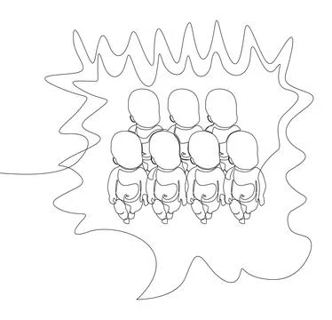 One continuous line of speech bubble with baby. Thin Line Illustration vect.. Stock Illustration