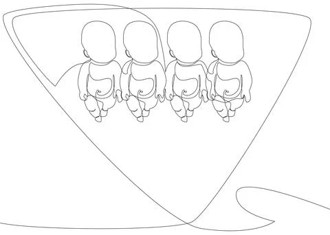 One continuous line of speech bubble with baby. Thin Line Illustration vect.. Stock Illustration