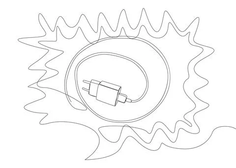 One continuous line of speech bubble with Smart phone charger. Thin Line Il.. Stock Illustration