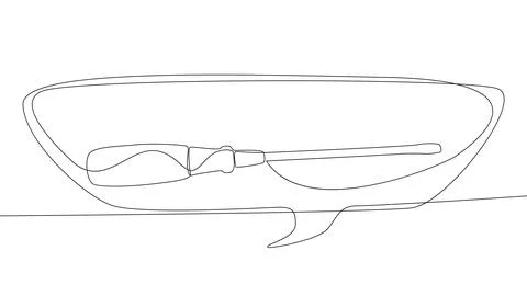 One continuous line of speech bubble with Screwdriver. Thin Line Illustrati.. Stock Illustration