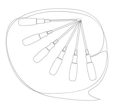 One continuous line of speech bubble with Screwdriver. Thin Line Illustrati.. Stock Illustration