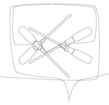 One continuous line of speech bubble with Screwdriver. Thin Line Illustrati.. Stock Illustration