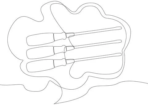 One continuous line of speech bubble with Screwdriver. Thin Line Illustrati.. Stock Illustration
