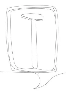 One continuous line of speech bubble with hammer. Thin Line Illustration To.. Stock Illustration