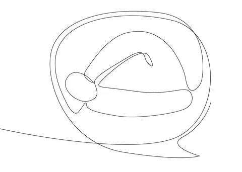 One continuous line of speech bubble with Santa Claus Hat. Thin Line holida.. Stock Illustration