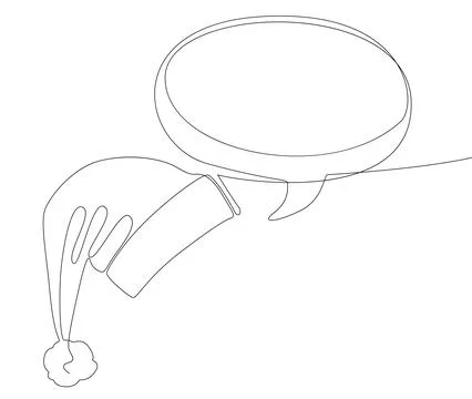 One continuous line of speech bubble with Santa Claus Hat. Thin Line holida.. Stock Illustration