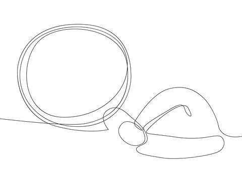 One continuous line of speech bubble with Santa Claus Hat. Thin Line holida.. Stock Illustration