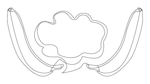 One continuous line of speech bubble with Banana. Thin Line Illustration ve.. Stock Illustration