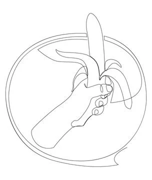 One continuous line of speech bubble with Banana. Thin Line Illustration ve.. Stock Illustration